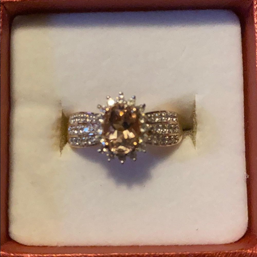 Morganite Ring Vermeil Rose gold over Silver sz 8